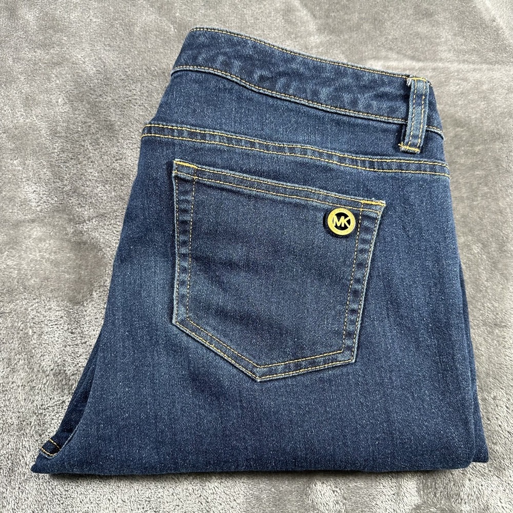 Michael Kors Skinny Jeans Womens 10 Blue Zipper Pockets Rockstar Denim